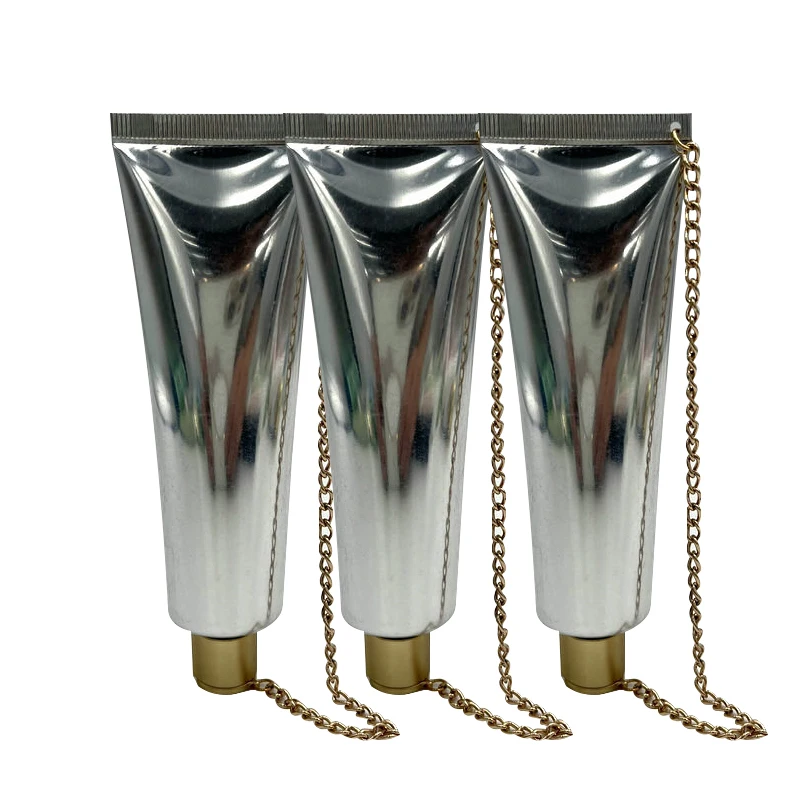 Custom Luxury Empty Packaging Skin Care CC Cream Sunscreen Facial Wash ABL Plastic Laminated Tube With Chain Lid