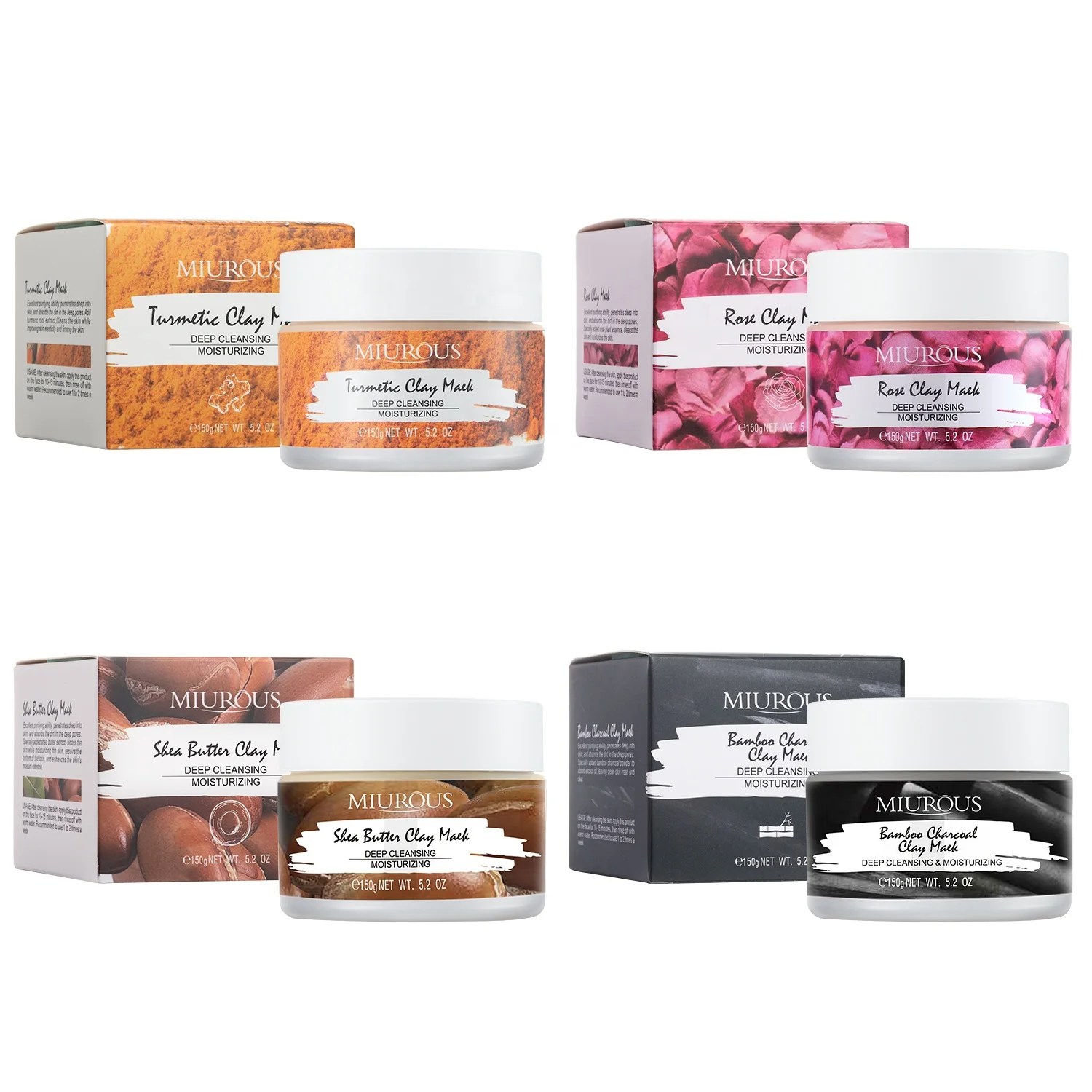 BAWEI Organic Deep Cleansing Pore Anti Acne Blackhead Remove Bamboo Charcoal Green Tea Purifying Vitamin C Mud Clay Mask