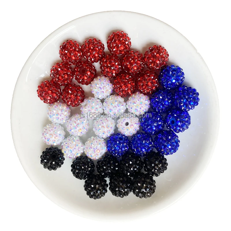 100pc/bag red blue color Disco Round beads for jewelry making 16mm beads Resin Rhinestones Beads For baby necklace bracelet