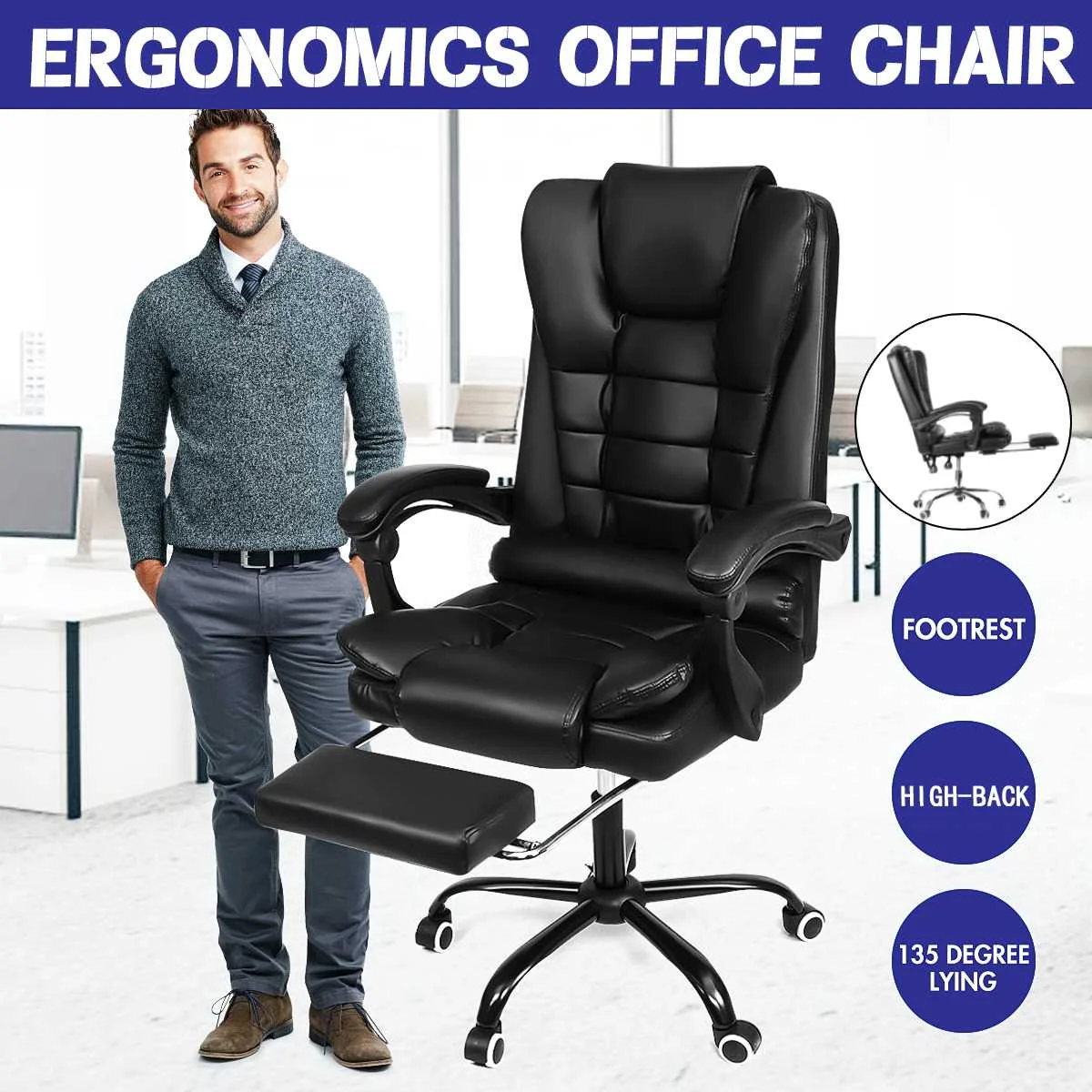 Boss Leather Executive Swivel Gamer Massage Chair Lifting Rotatable Armchair Footrest Adjustable Desk Chair Office Chair