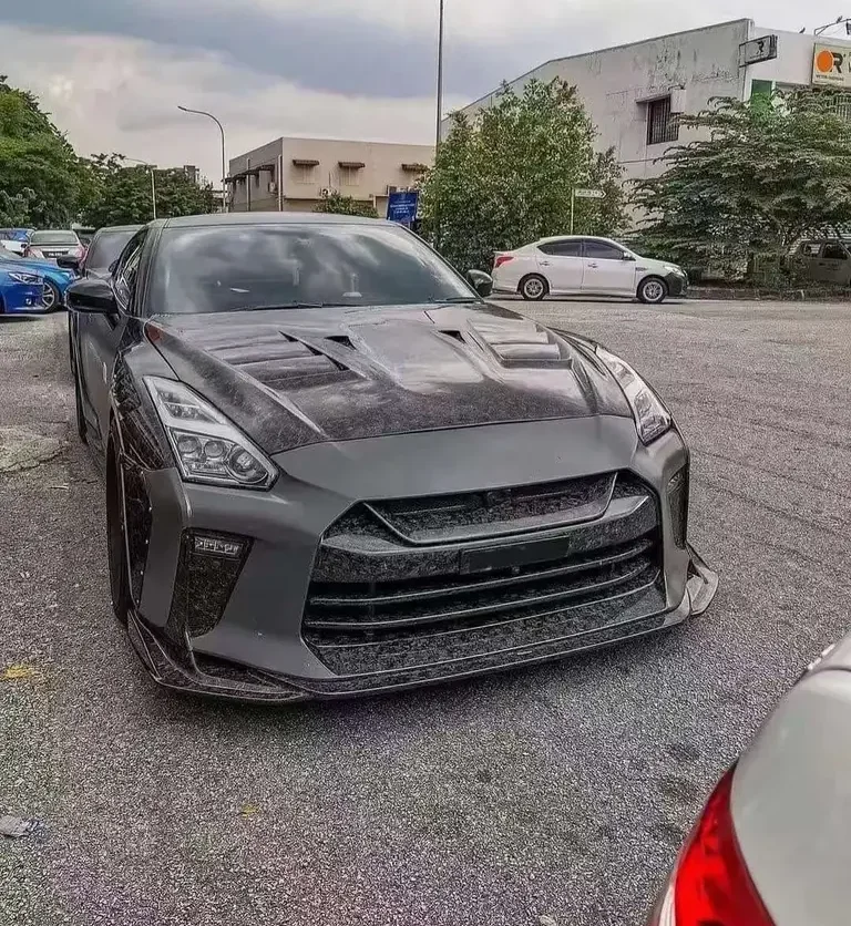 TS style  Hood And Wing Spoiler Bumper Cover Body Kit Carbon Fiber Front Bumper Rear Bumper Side Skris for Nissa GTR R35