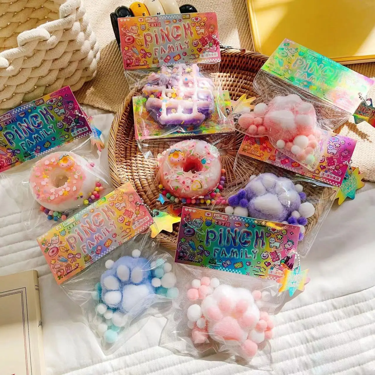 Plush cat claws   small  cakes  donuts   super soft   squeezing and decompression artifact   decompression and venting toys