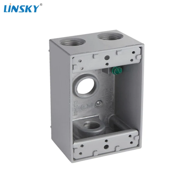 shanghai Linsky weatherproof outlet box 1-gang 4 holes 1/2 inch outlets gray(1B50-4)