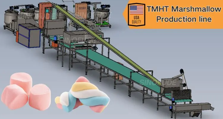 High yield customized automatic cotton candy industrial marshmallow extruder making machine production line