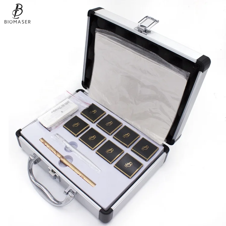 8 bottles permanent makeup pigment microblading pen kits/3D permanent eyebrow tattoo kit with needles/tattoo paste