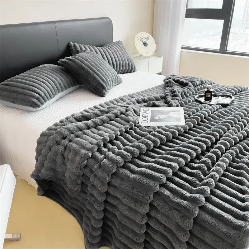 custom logo brand personalized more thick double layer reversible Sherpa fleece throw blanket bed sheet