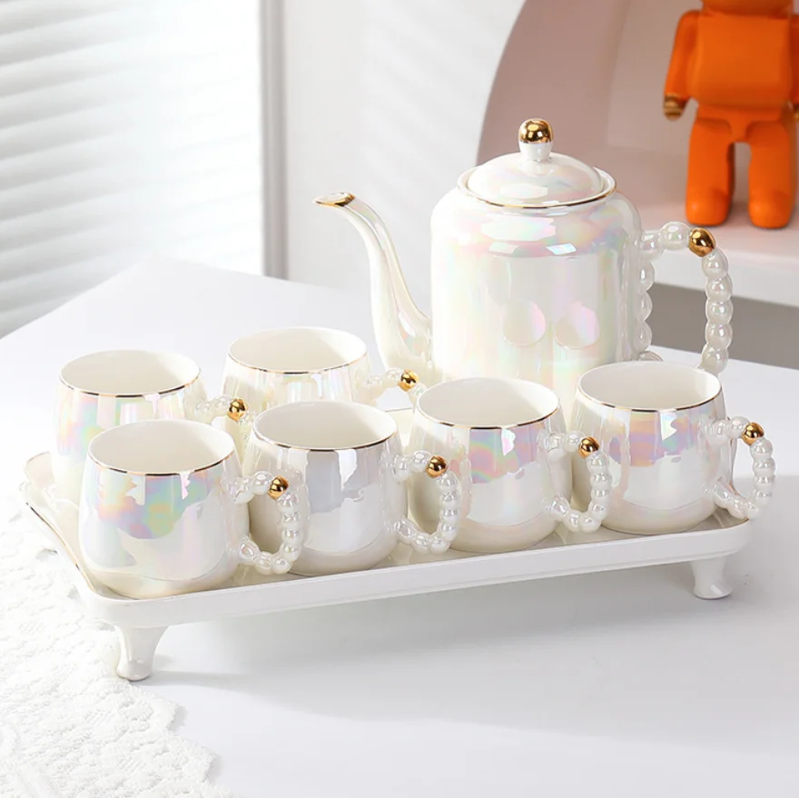 Light luxury style water set living room European ceramic tea set water cup kettle bone China teapot kettle set