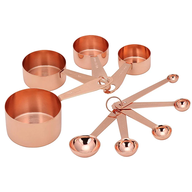 Amazon Stainless Steel Copper Measuring Cups and Spoons Set of 9