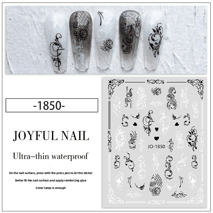 3D nail stickers hand-painted rose Crocodile cross stickers nail art decorative stickers