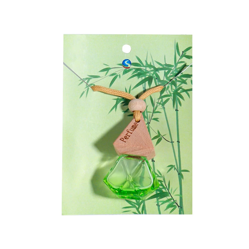 Diamond shaped mini Car pendent air freshener liquid perfume with wooden lid for car scent