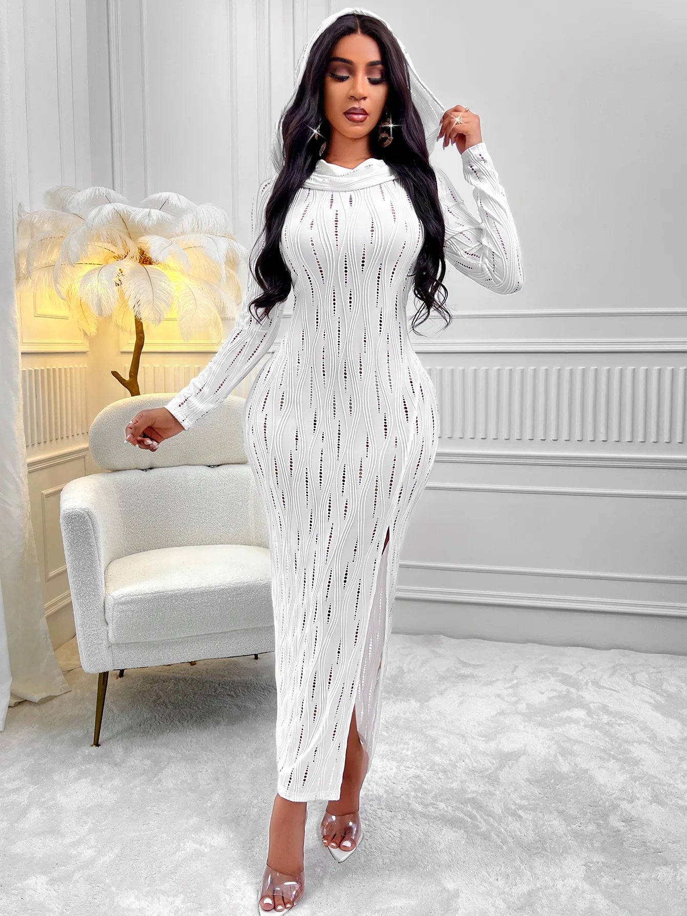 Wholesale 2024 new fashion sexy ladies hooded Long sleeve women Dresses (233LQ54997)