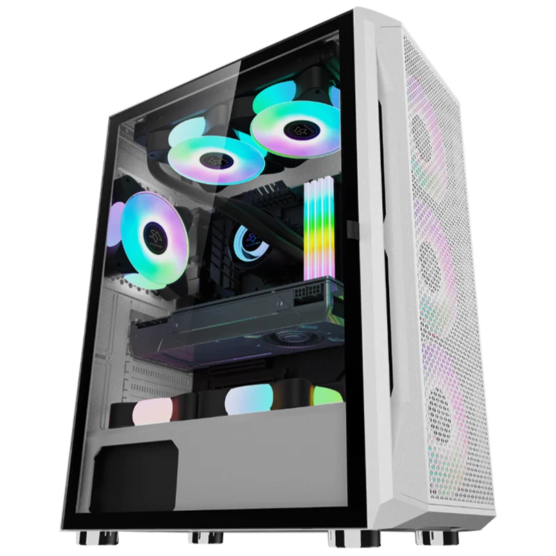 SNOWMAN High End Gaming Computer Case PC Full Tower Computer Case EATX ATX MATX Mini ITX Tempered Glass Plate Desktop Case White