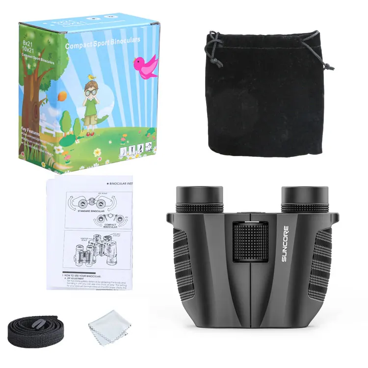 Suncore 10x25 High Powered Compact Night Vision Clear Binoculars for Adults Kids Binocular for Bird Watching Outdoor Sports