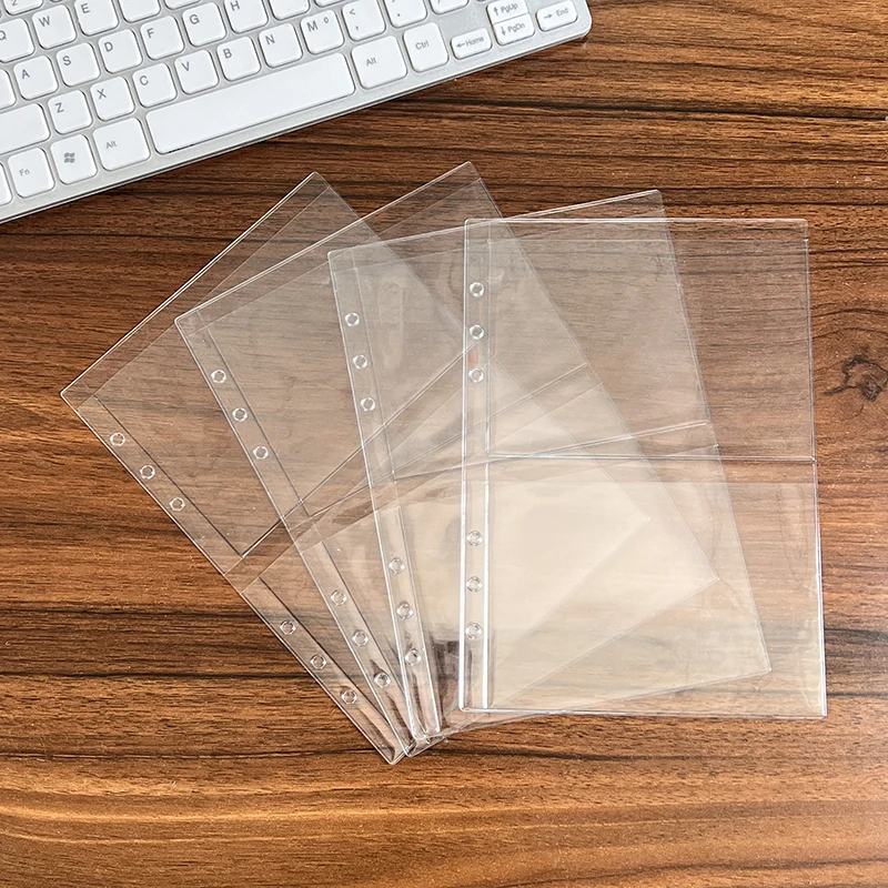 Custom Promotional Transparent Pvc Photo Sleeve Waterproof  A5 Travel Storage Pouch 6 Ring Binder Refillable