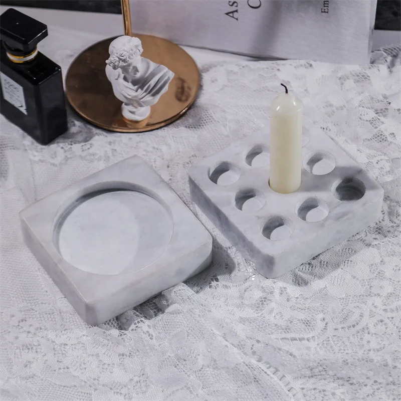 Marble candlestick holders 9-hole design candle holder luxury home decor