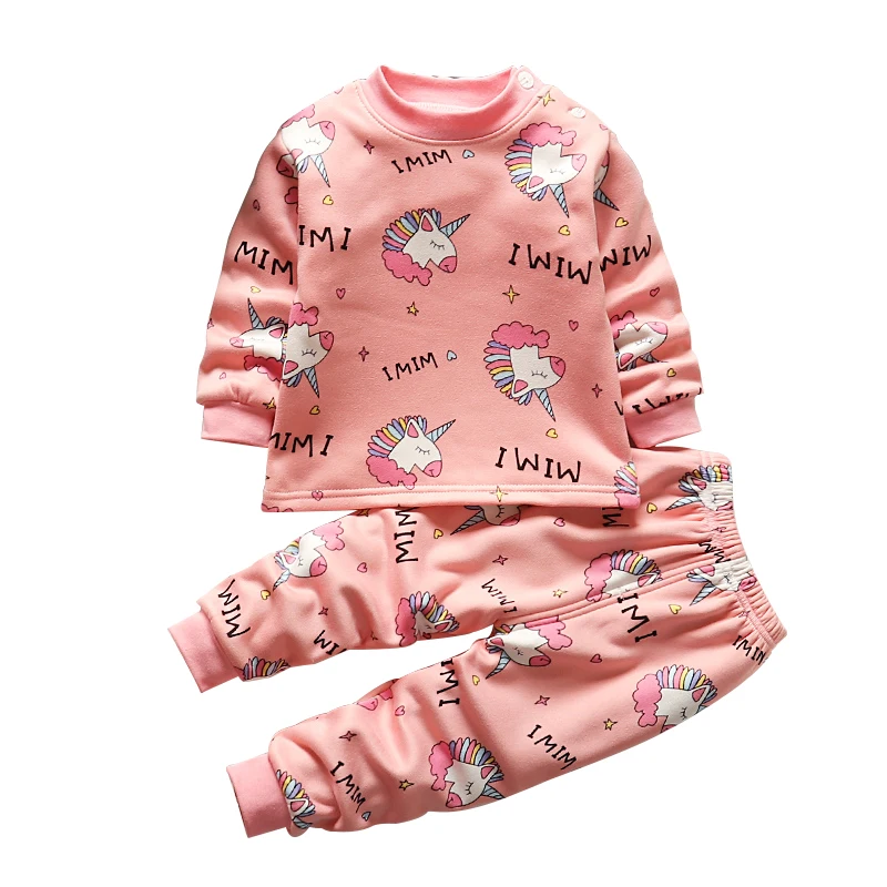 Детский комплект термобелья для мальчиков плюс плюшевый детский лихорадка плюс толстые кальсоны для девочек на зиму