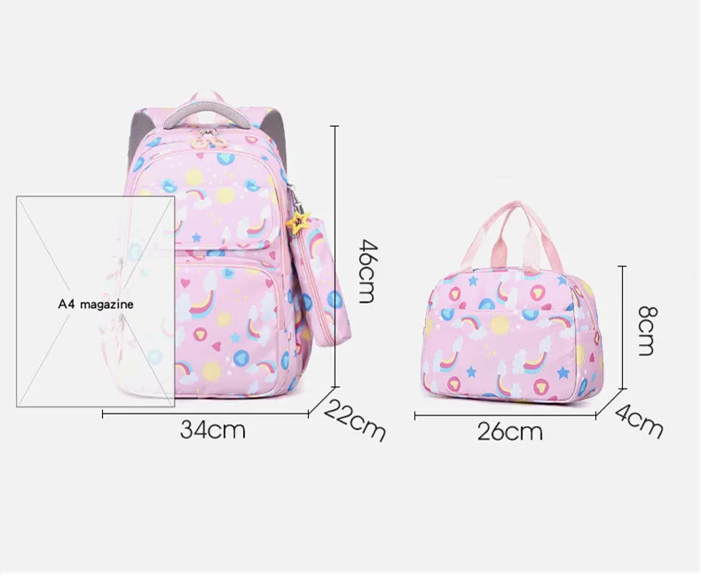 Kids School Bags Set Boys Girls Bookbags with Lunch Bag and Pencil Case College Teenagers School Backpacks 3 Sets