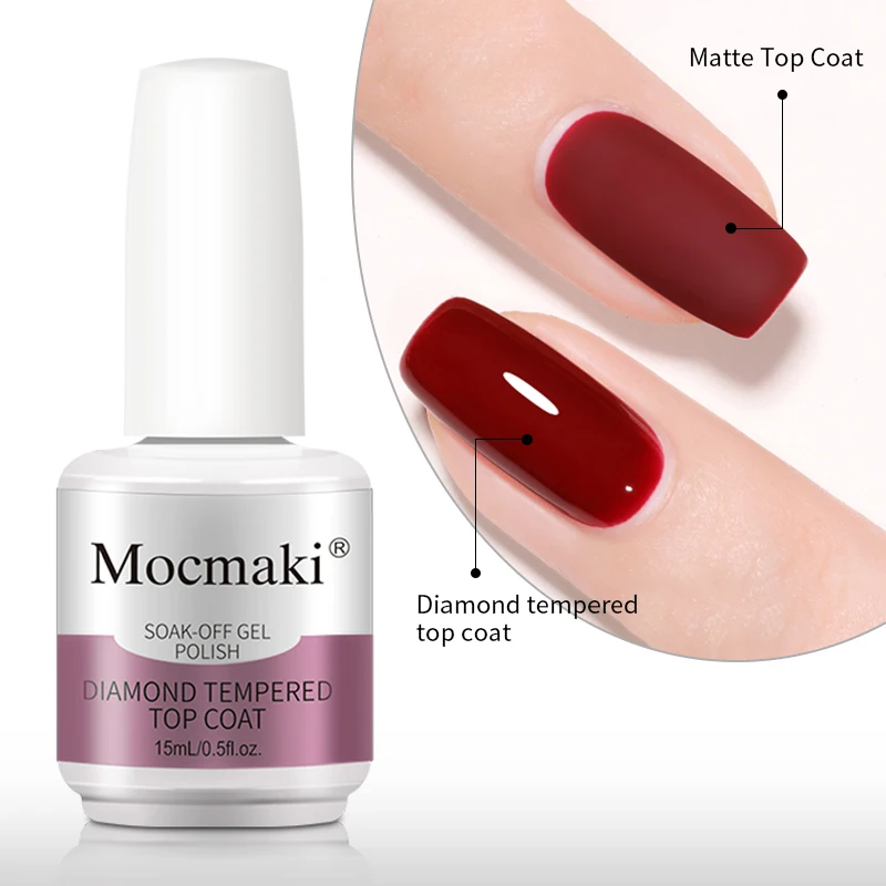 Mocmaki Factory OEM ODM Private Label Custom Clear Rubber Base Coat Diamond No Cleanse Matte Top Coat UV Gel Nail Polish