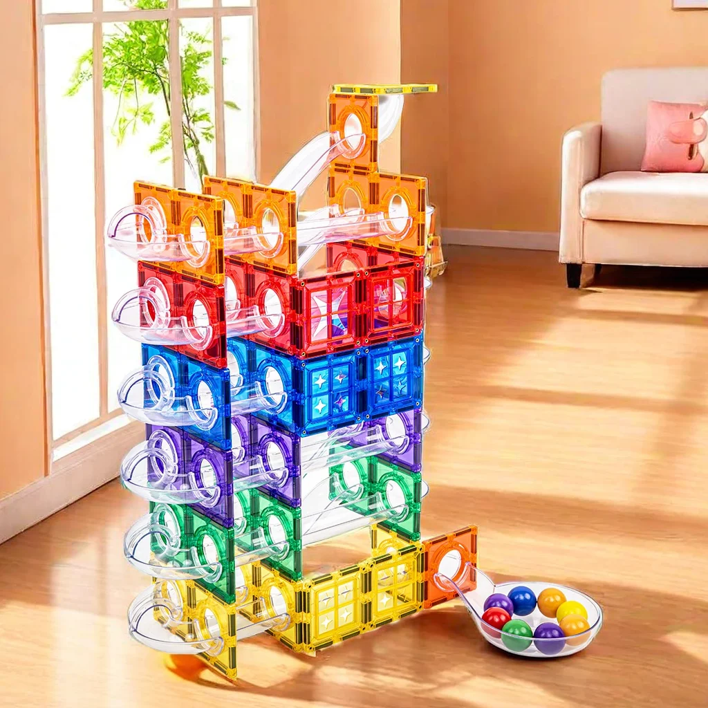 Factory Customization Transparent Diy Marble Race Run Magnet Tiles Toys Educational Toys Kids