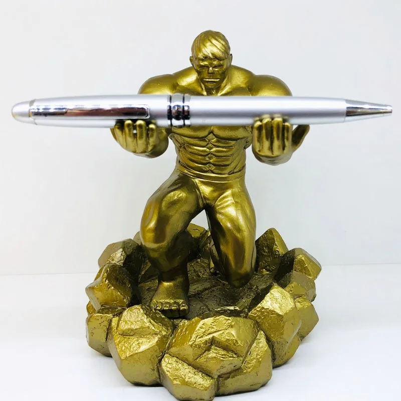 The Hulk comics Executive Pen Stand Cool Pencil Holder Resin Model Hero Armor Soldier Pen Holder With Metal Pen Gift For Man