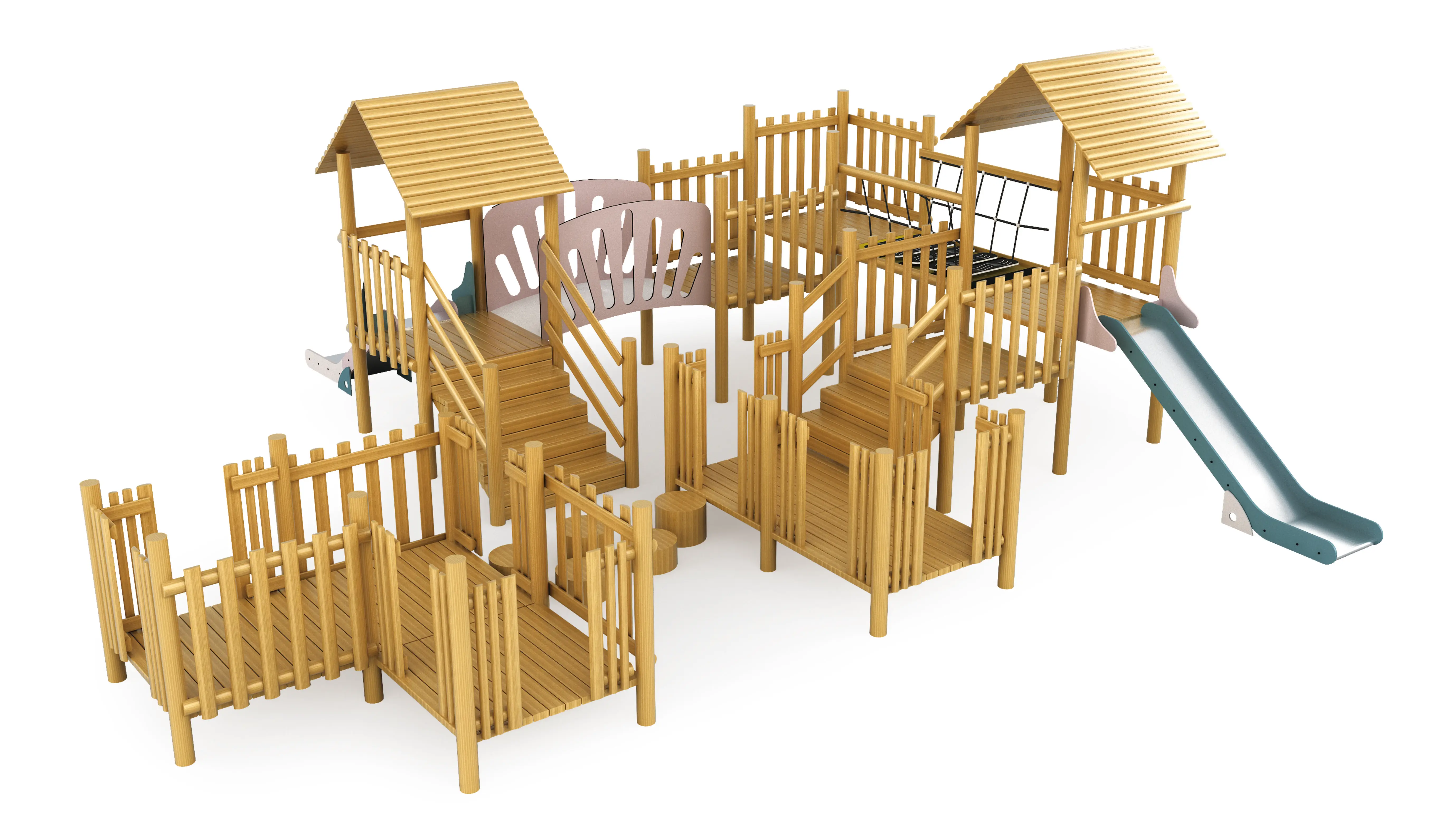 Solid wood chidren recreational facility landscape commercial outdoor playground equipment play zone