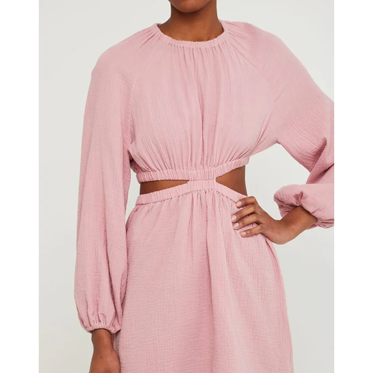 OEM dress brand design cut and sew manufacturer cut out fashion wholesale woman dress short summer cotton dress for women