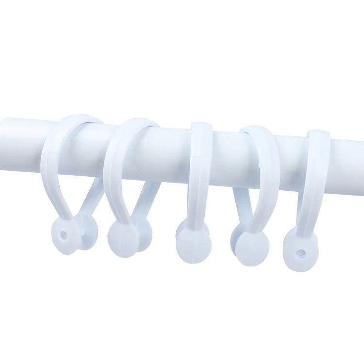 White Omega Shape PP ABS PS AS Plastic Bathroom Shower Curtain Rings for Bathroom