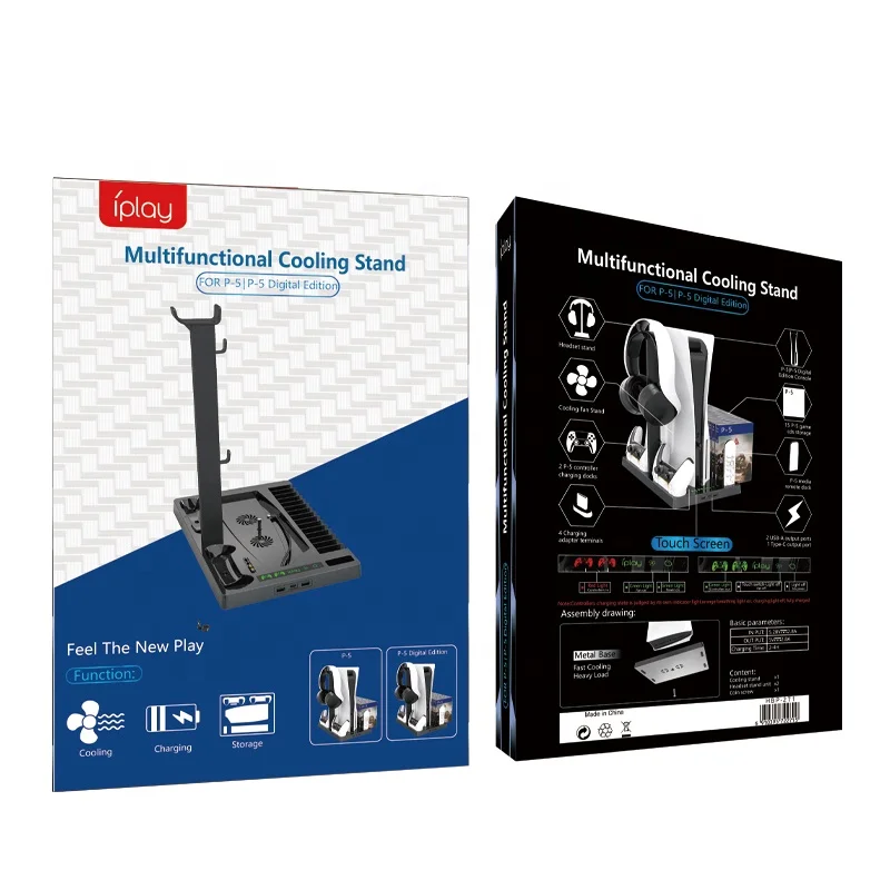 Multi-function Playstation 5 Console Cooling Fan with Charger Station for PS5/Digital Edition