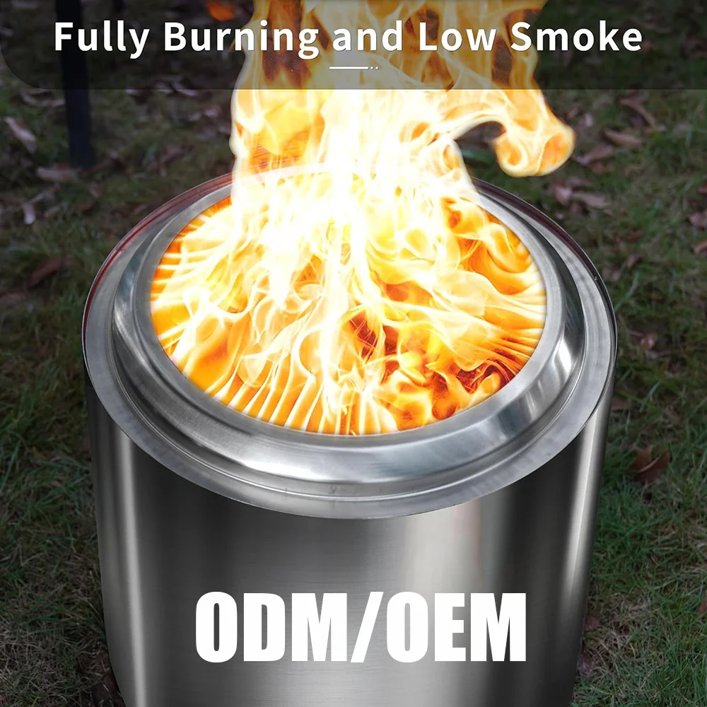 Outdoor Smokeless Fire Pit Stainless Steel Portable Wood Burning Bonfire Pits for Outside Patio Backyard Camping Stove
