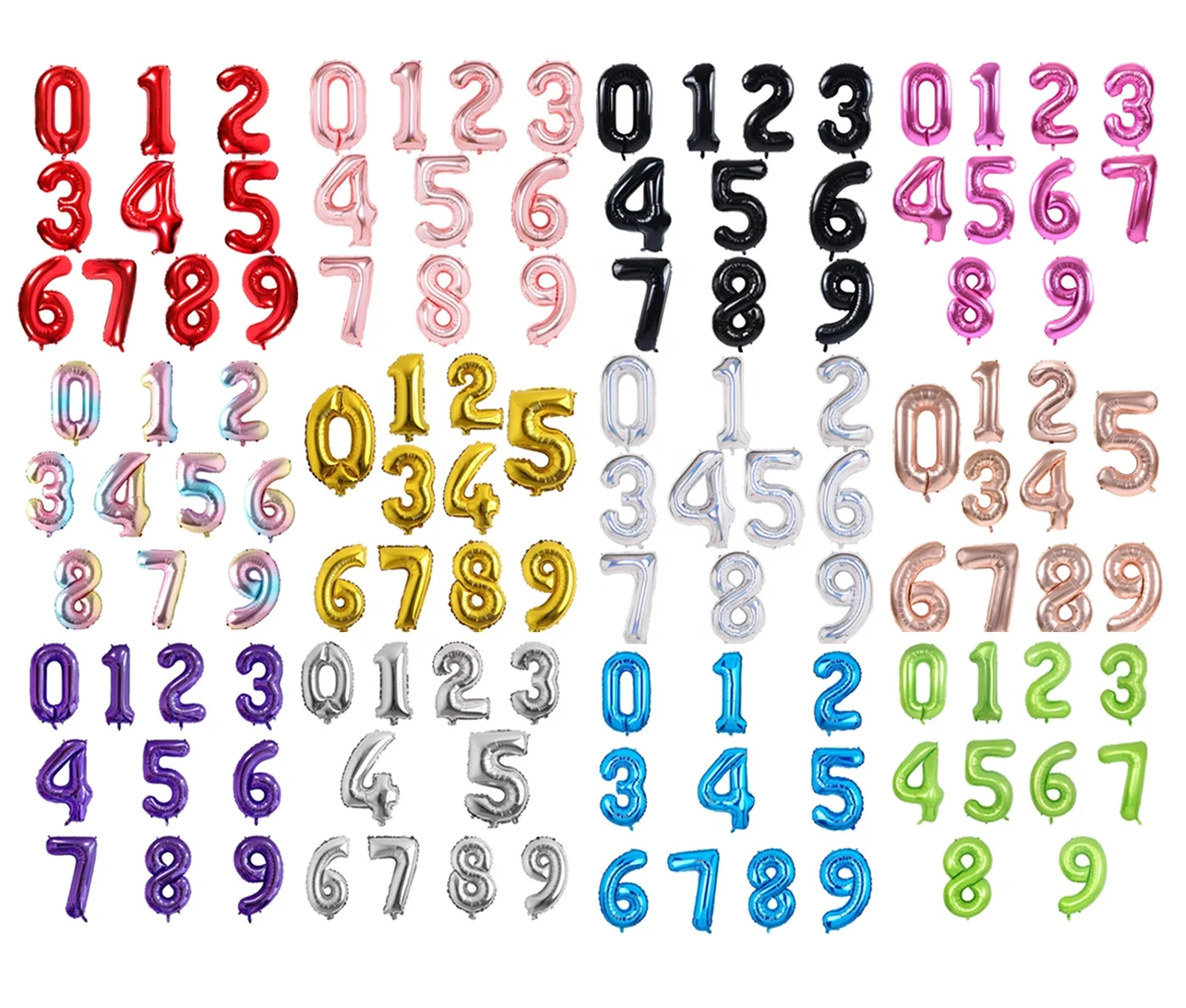 High Quality Foil 40 Inch 0-9 Number Shape Party Balloon Birthday Decoration Colors Number Balloons