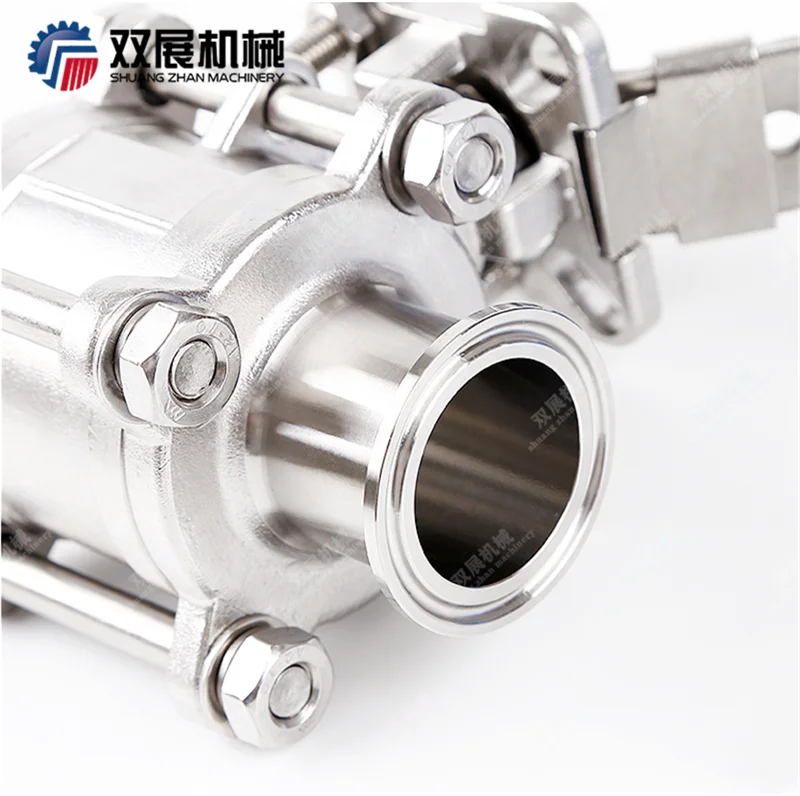 sanitary TC encapsulated ball valve high plate stainless steel SS304 SS316L tri-clamp ends manually 1000 WOG