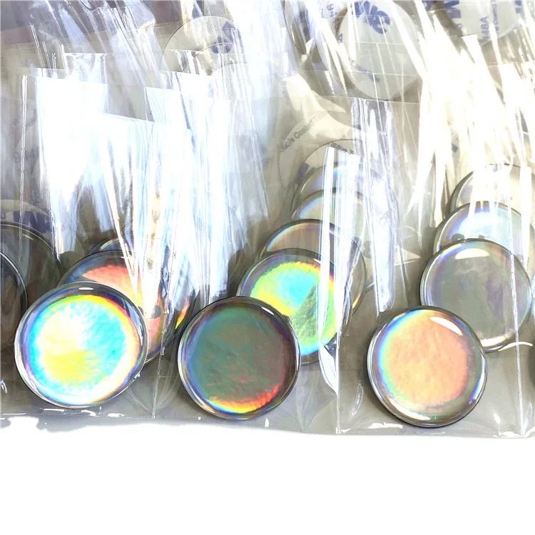 custom logo printed shiny rainbow hologram nfc tag for social media sharing