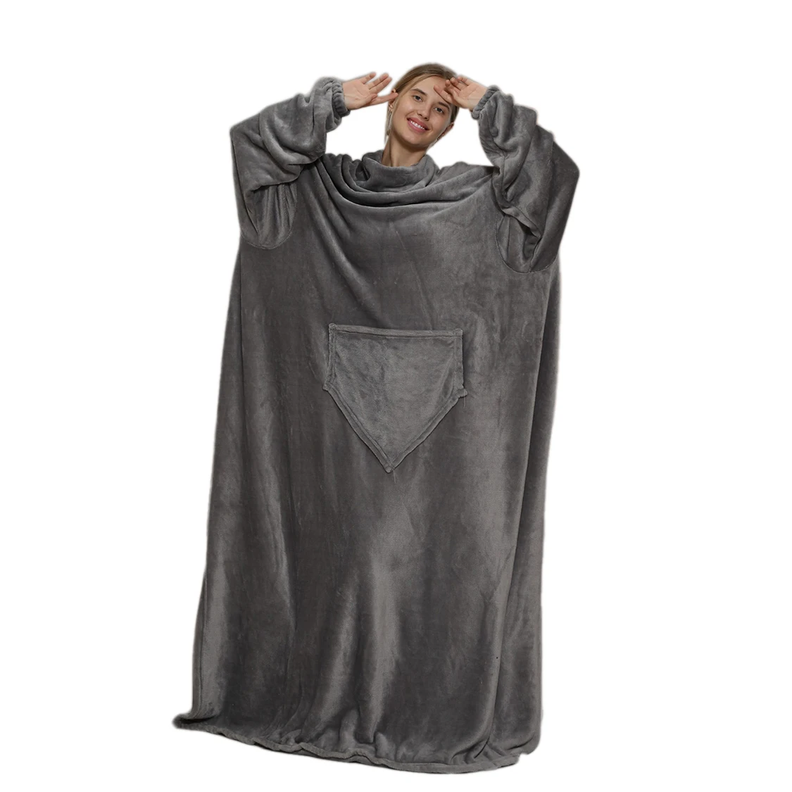 Wholesale Hoodie Wearable Blanket with Sleeves and Pockets oversized blanket