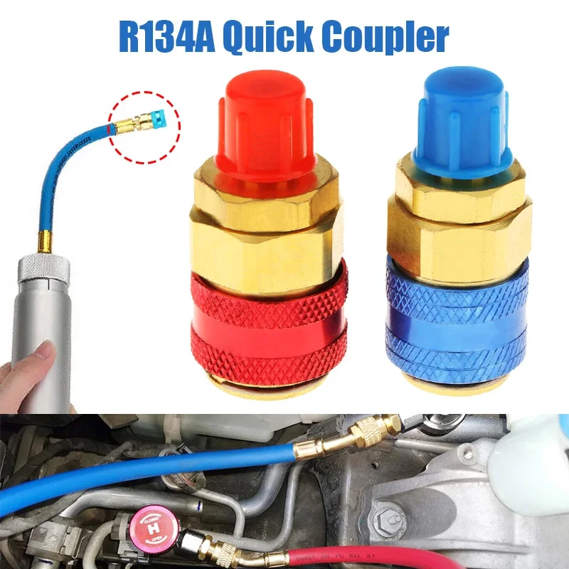 1 Pair Car Quick Coupler Connector H/L Air Conditioning Refrigerant R134A Freon AC Manifold Gauge Connector Professional