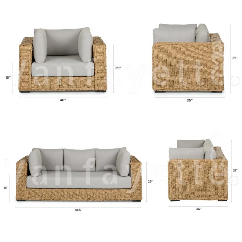 Garden Outdoor Round Rattan Weaving High Ending Luxury Single Sofa and Three Seat Sofa and Lounge Collection