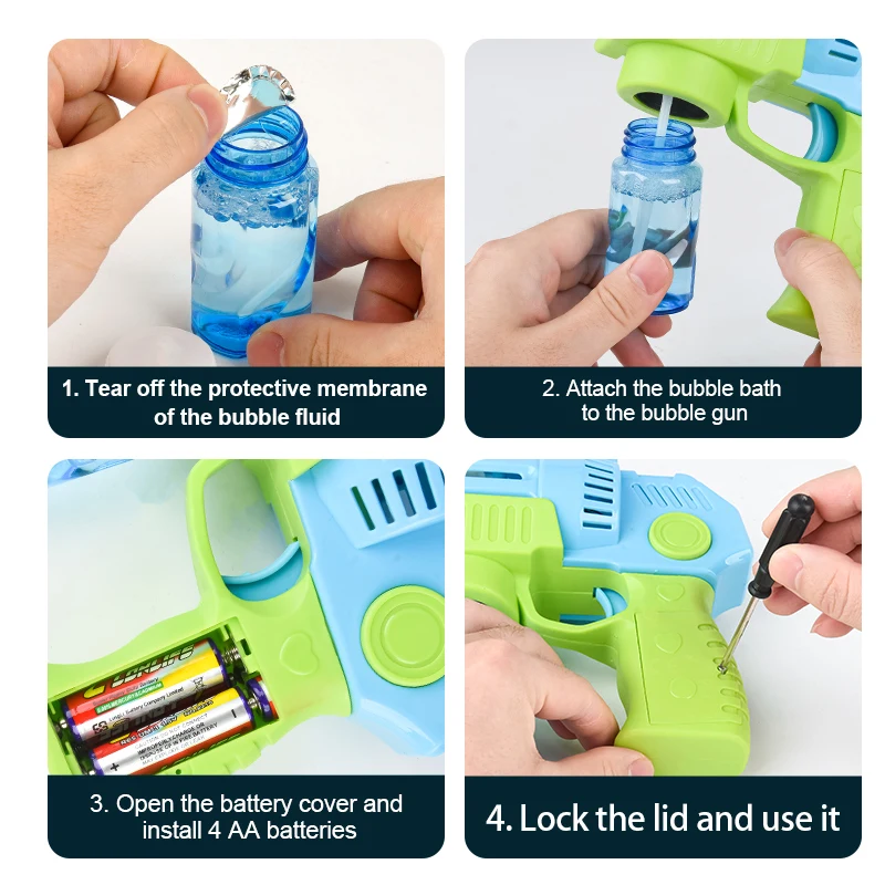 15 hole LED Light Bubble Gun Machine 90ml Automatic Space Gun Bubble Blower Water Electric Bubble Gun Toys For Kids