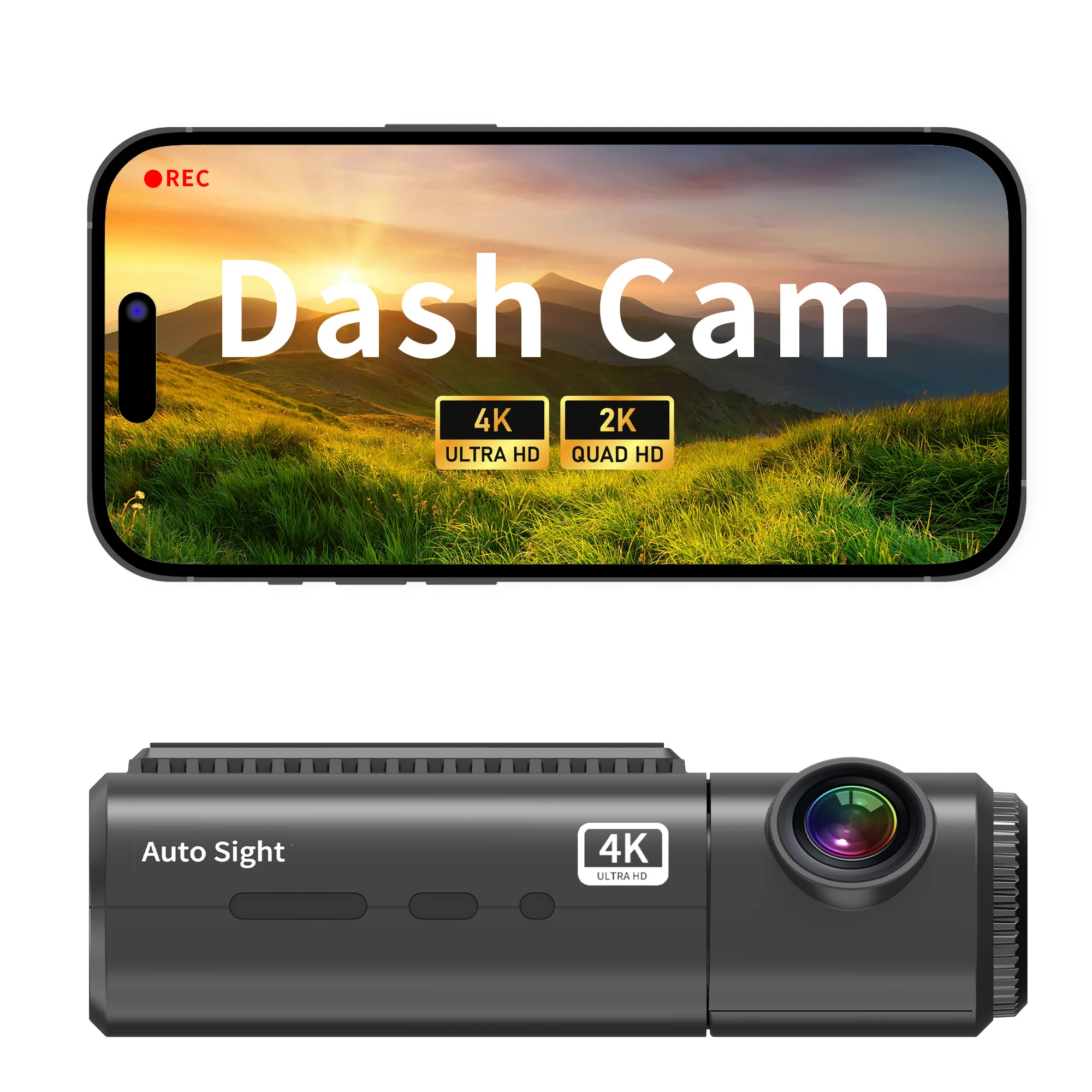 Автомобильная видеорегистратор autscight 4K с Wi-Fi Android-экраном двумя объективами WDR HDR режим GPS-Park-Blackbox Автомобильный регистратор 1 год 128 ГБ