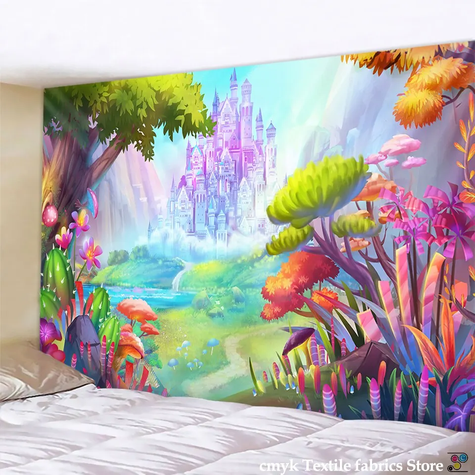 Psychedelic Mushroom Mandala Tapestry Wall Hanging Bohemian Gypsy  Witchcraft Tapestry