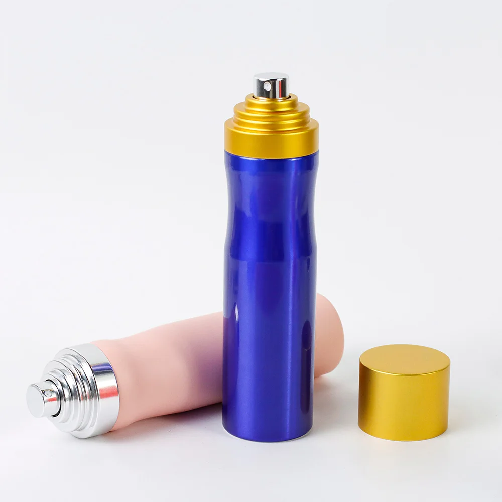 High end perfume 100ml  200ml aerosol bottle  perfume empty aerosol can with glod sliver spray