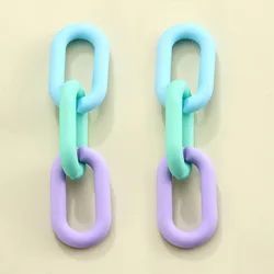 Acrylic Colorful Spray Paint Geometric Earrings Rainbow Painting Long Chain Shape Acetic Acid Dangle Earrings for Women Jewelry