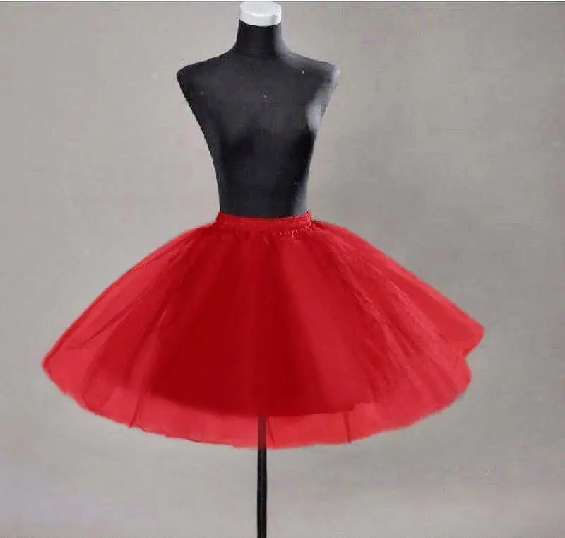 Wedding Accessories White Black Red Short Petticoats Tulle Crinoline for Girls Tutu Skirt Ball Gown Underskirt Jupon-mariage We