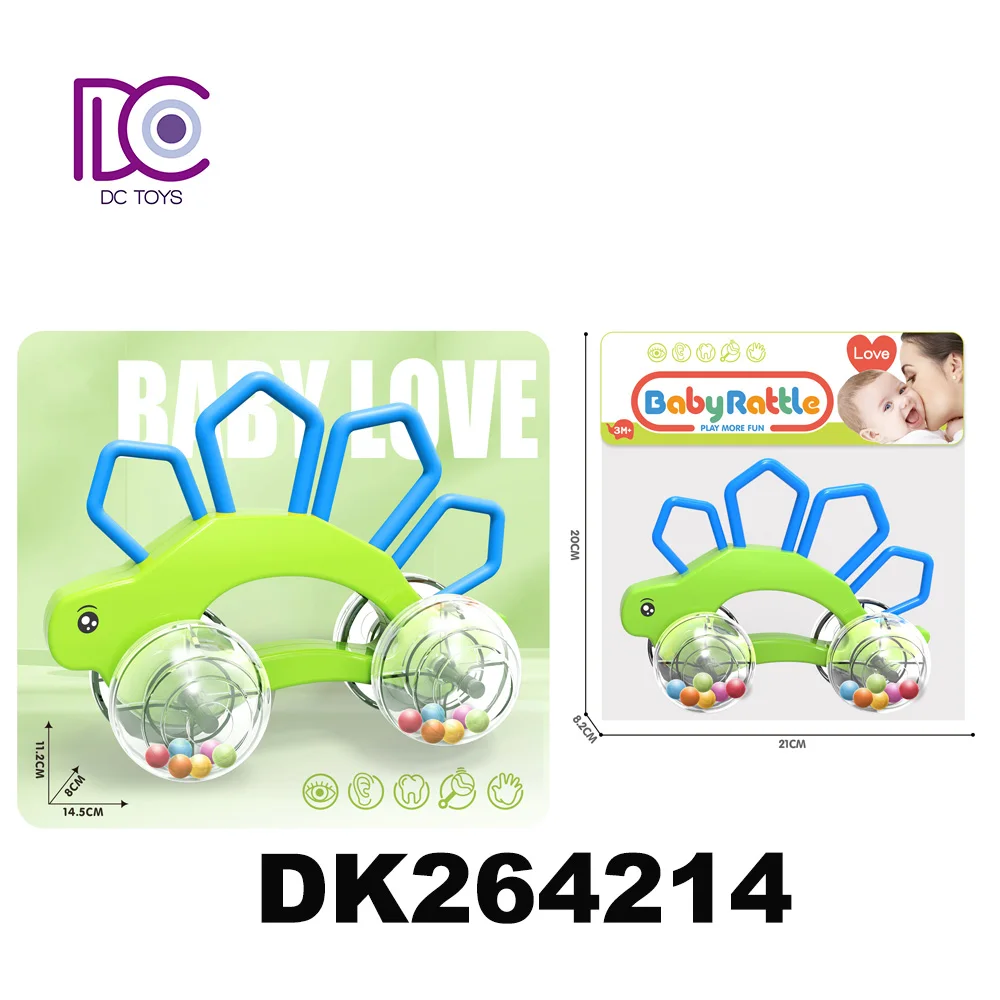 DC newest design baby rattle series hedgehog butterfly  crab stegosaurus baby rattle car toys factory direct