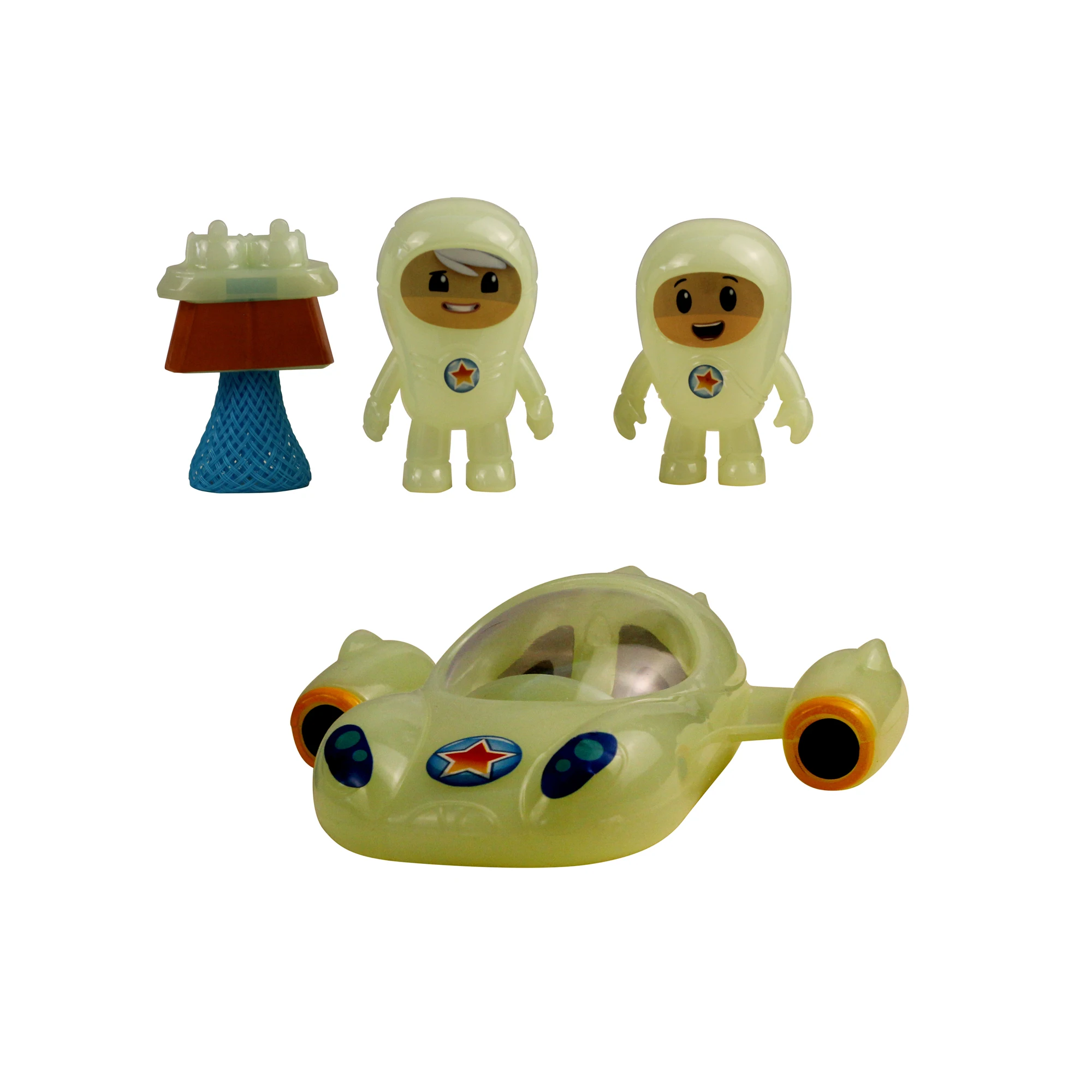 glow in the dark mini saucer man spaceship alien small size plastic toys kids Aliens promotional items toy children outer space