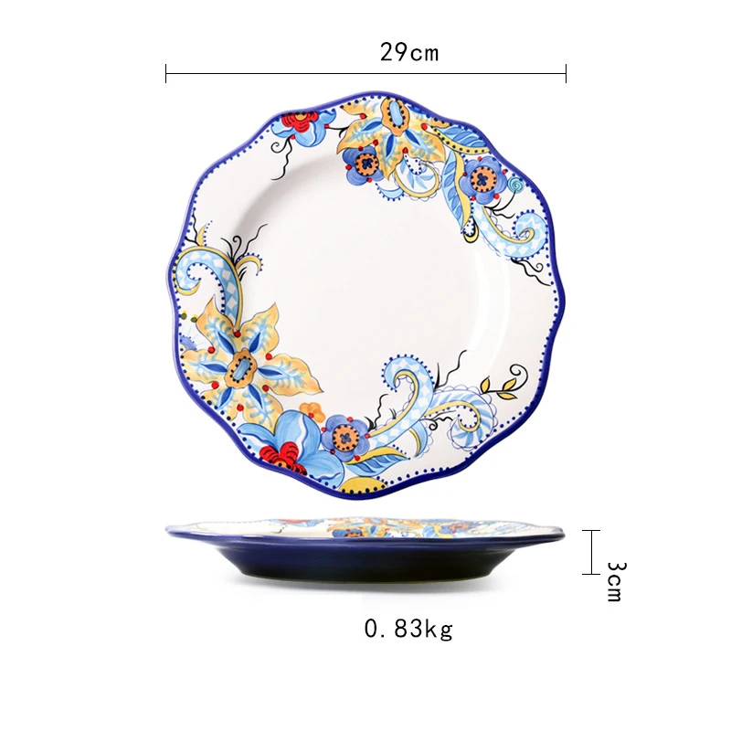 Hand Painted High Temperature Burn Become Glaze Ceramic Popular Dinnerware Sets Dinner Plate Colorful Glaze