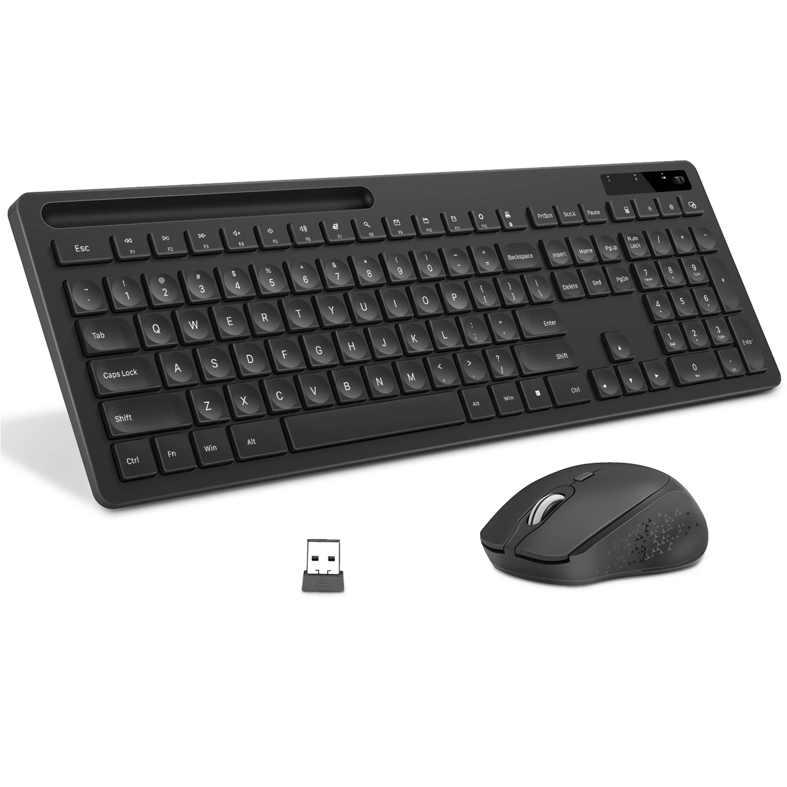 Seenda Slim Keyboards with Phone Holder 2.4G USB Wireless Keyboard and  Mouse Combo for Computer Desktop Laptop