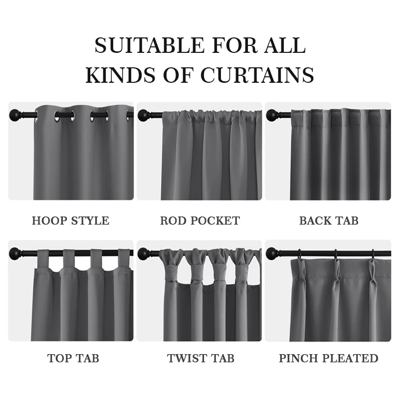 ARODDY Dark Grey Black 42x63 Inch 2 Panels Grommet Blackout Curtain Thermal Insulated Bedroom Living Room Darkening Curtains Set