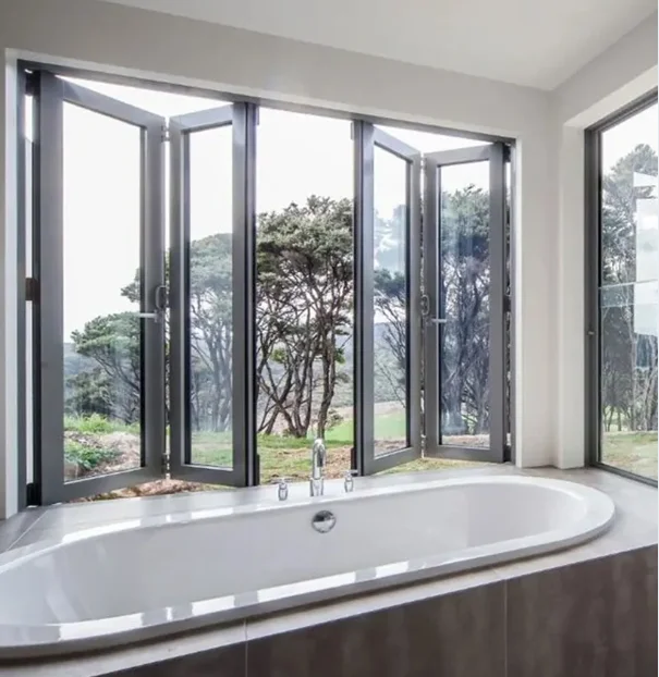 Modern Folding Windows New Design Double Glazed Glass aluminum frame Sliding glass window