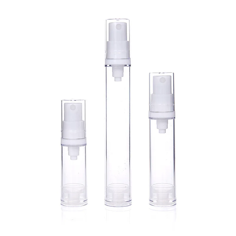 Hot sale 5ml/10ml/15ml Vacuum plastic pump bottle for emulsion essence portable travel set  Press Emulsion Bottle