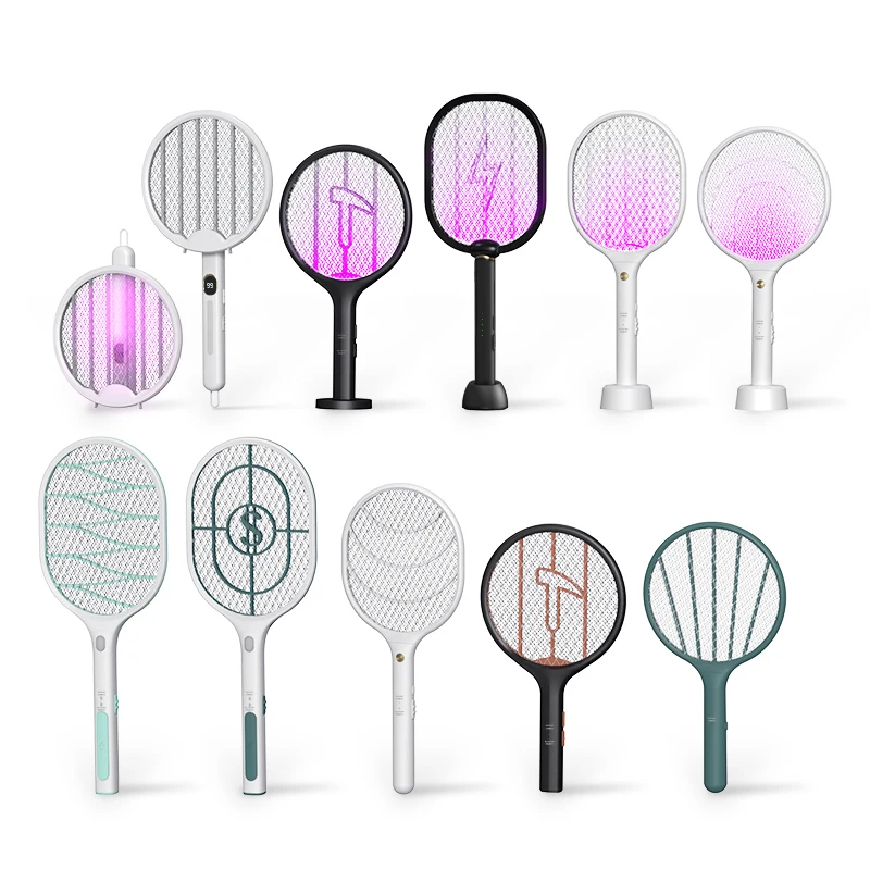 custom manufacturer electric rechargeable foldable 2 in 1 killer lamp usb uv fly bug insect swatter bat zapper mosquito racket