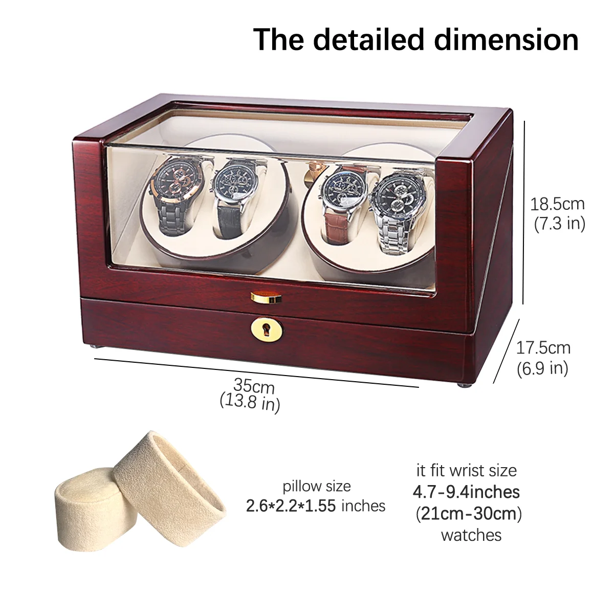 2024 New Design 2 rotos for 4+6 Watches High Gloss Wood Leather  Watch Luxury Wooden Case Carbon Watch Winder Box